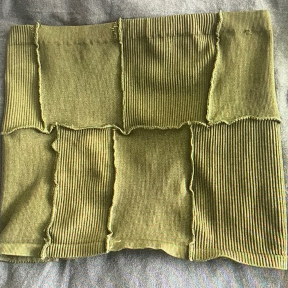 Olive Green Patchwork Tube Top